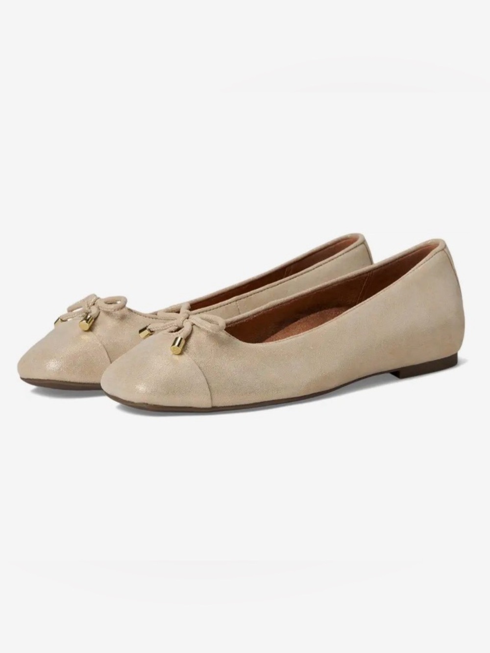 EUC Vionic Women's Klare Square Toe Ballet Flats Gold Metallic 
Leather (8.5)